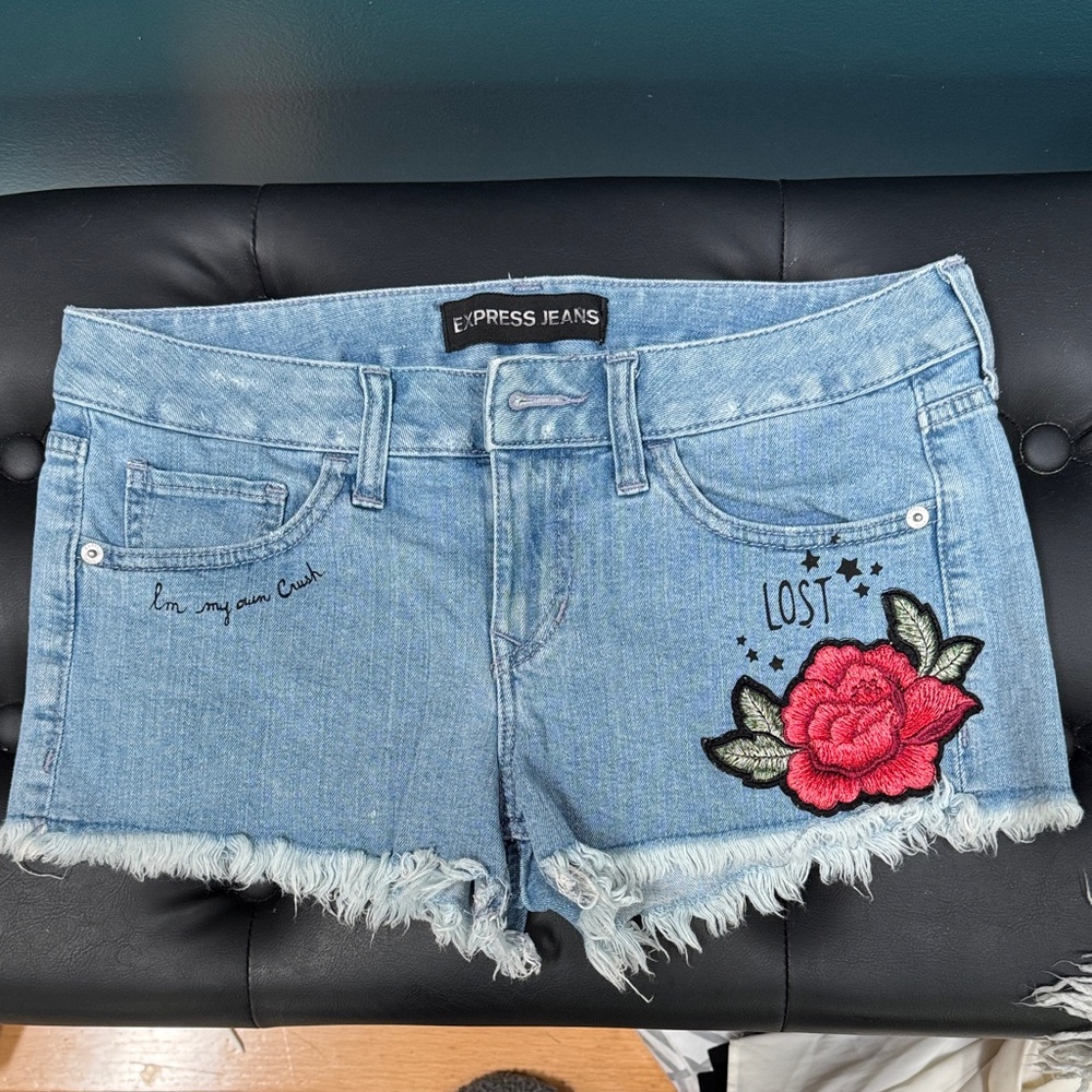Express Light Blue Jean Shorts